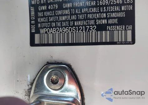 2013 Porsche 911 Carrera S z USA, uszkodzony, nr VIN WP0AB2A96DS121732